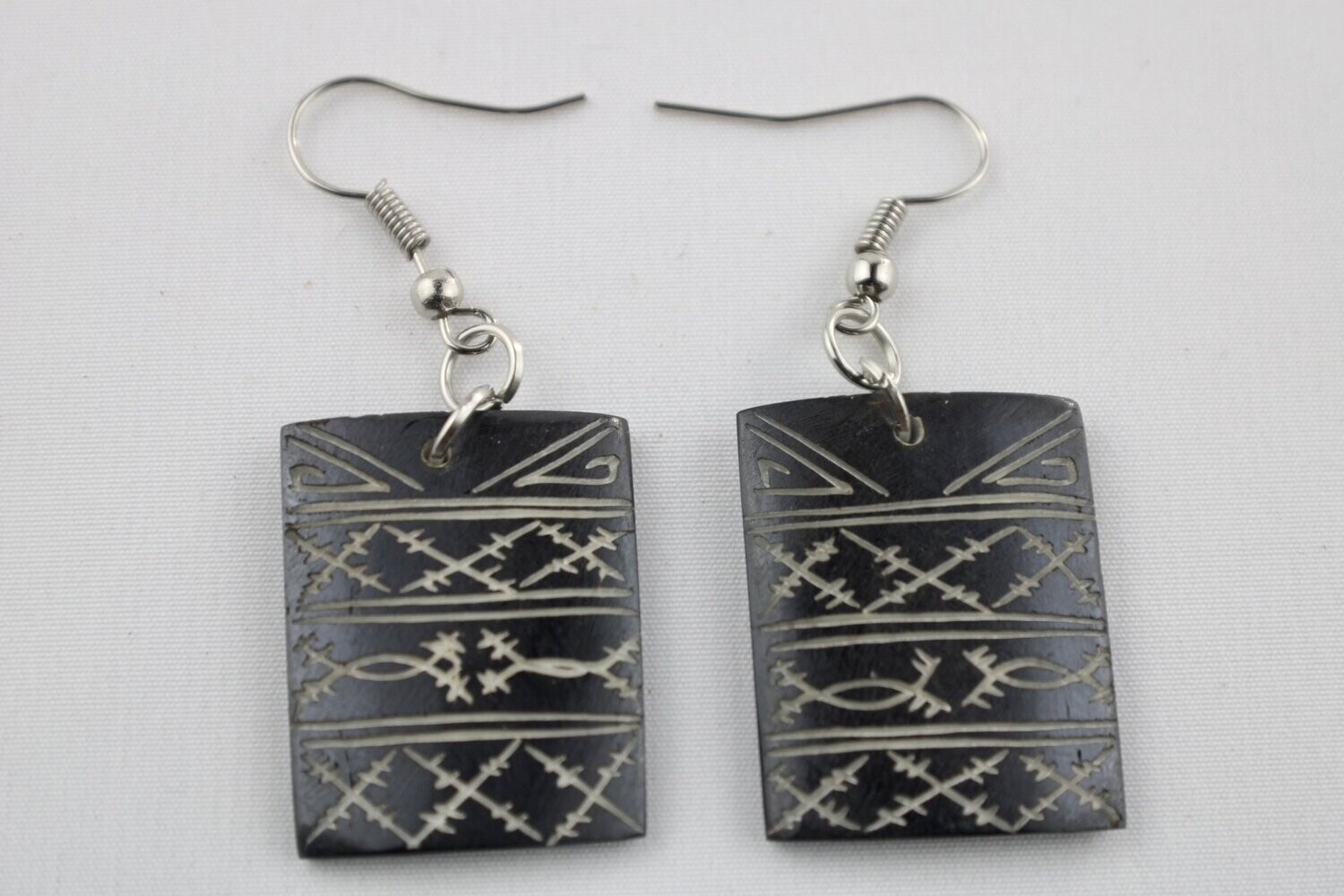 Bone Tribal Rectangle Dangle Earrings