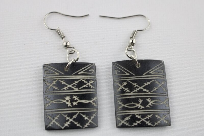 Bone Tribal Rectangle Dangle Earrings