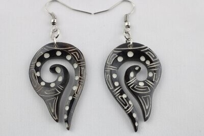Bone Tribal Koru Dangle Earrings