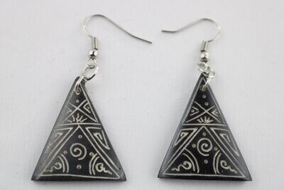 Bone Tribal Triangle Dangle Earrings