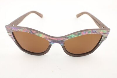 Sunglasses Abalone Shell & Wood Cat Eye Women's