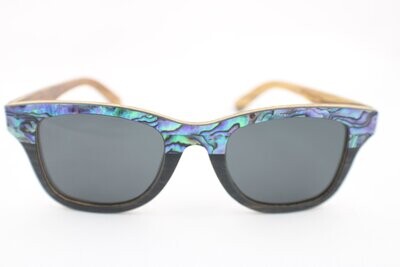 Sunglasses Abalone Shell & Wood Classic Rectangle Unisex