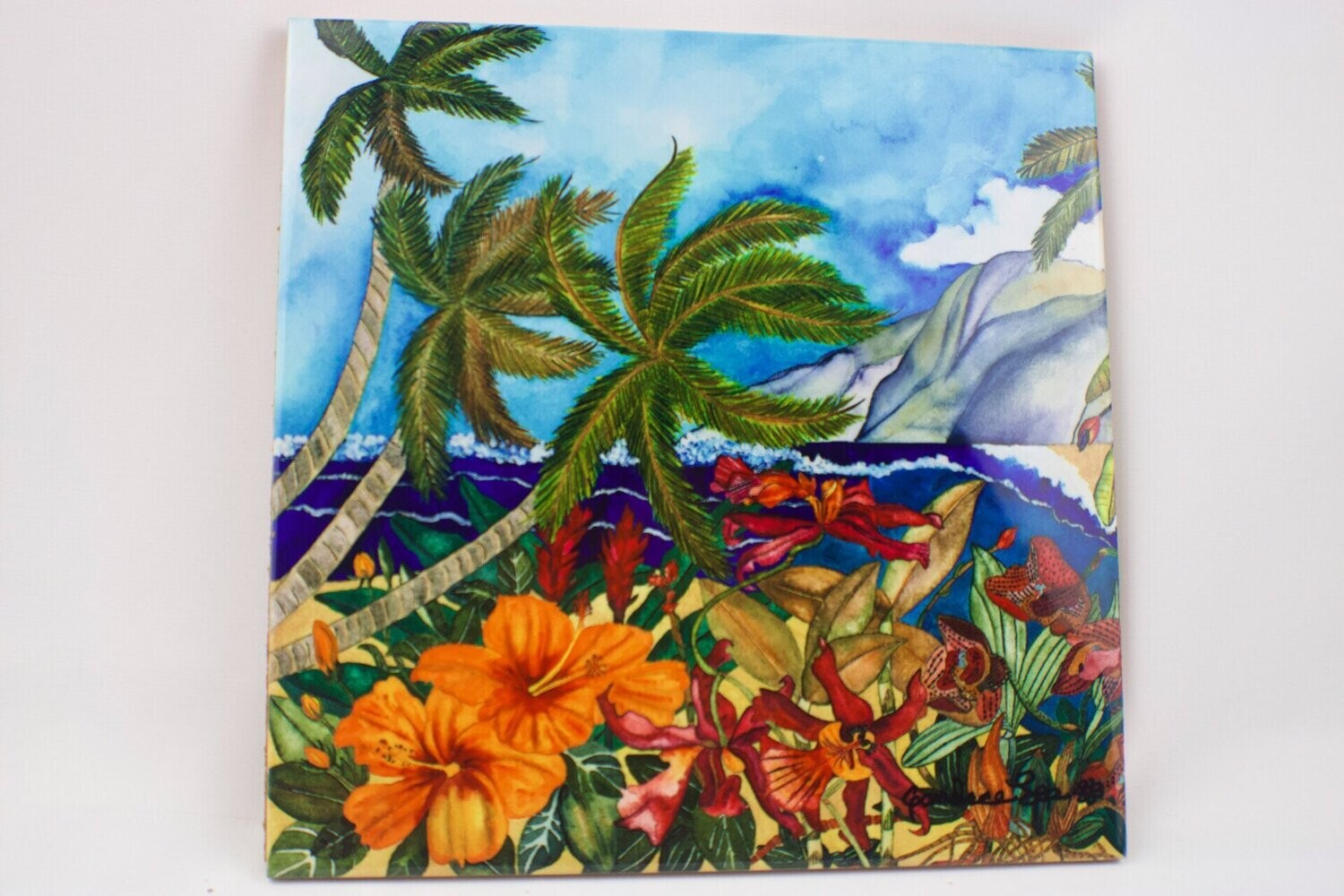 Tropical Decorative Ceramic Tile or Trivet "Secret Spot" (3 sizes)