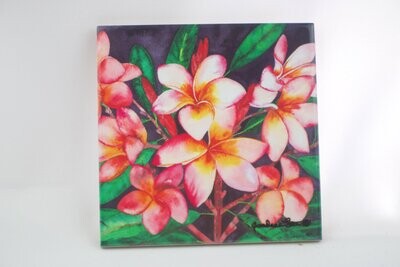 Tropical Decorative Ceramic Tile or Trivet "Plumeria" (3 sizes)