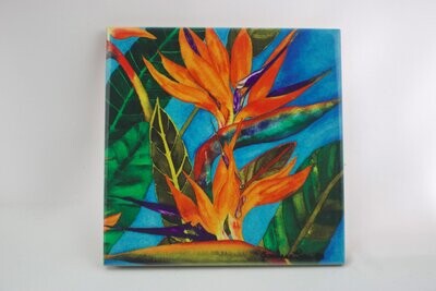 Tropical Decorative Ceramic Tile or Trivet "Bird of Paradise" (3 sizes)