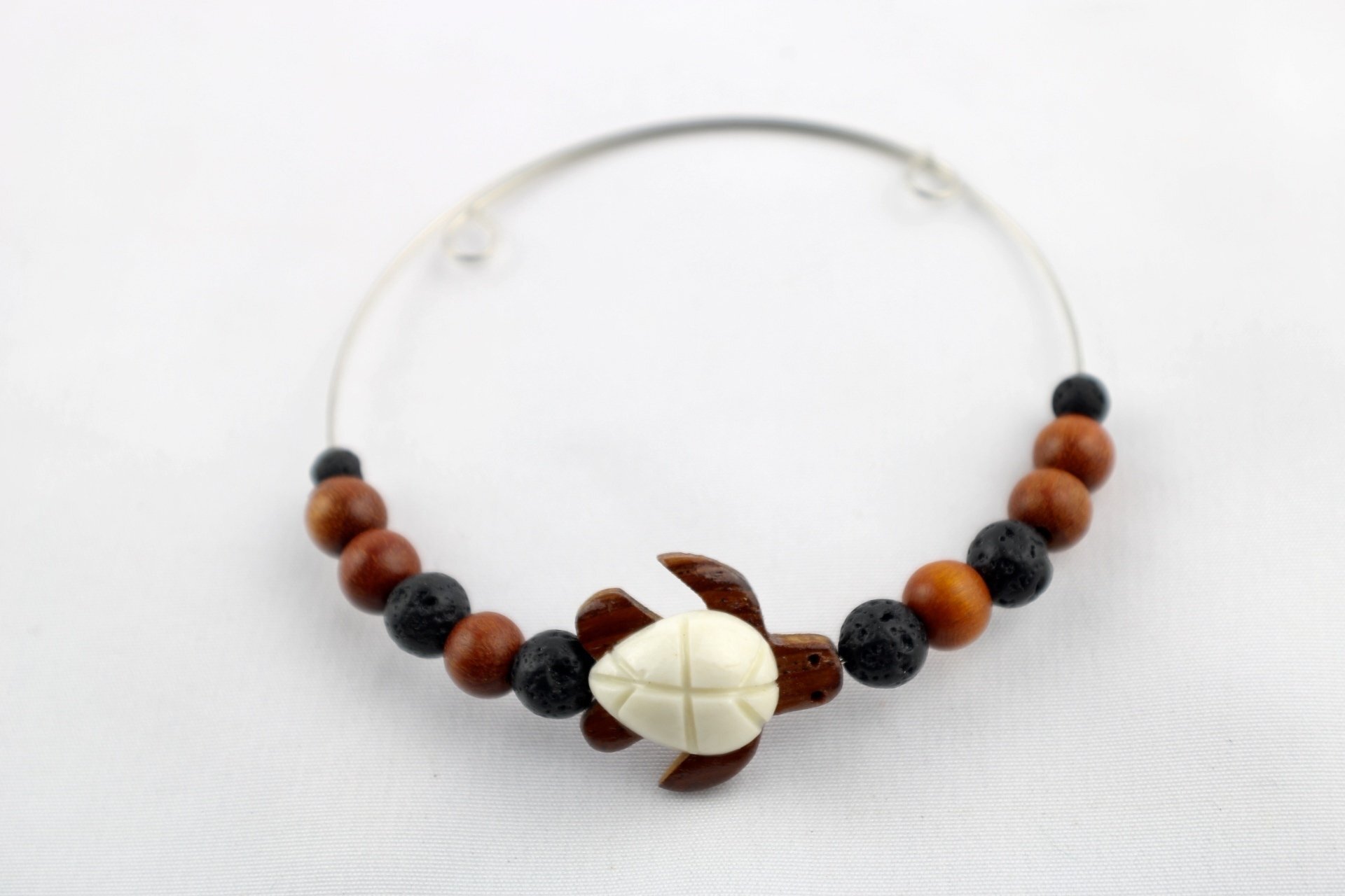 Wood & Bone Turtle Lava Bracelet