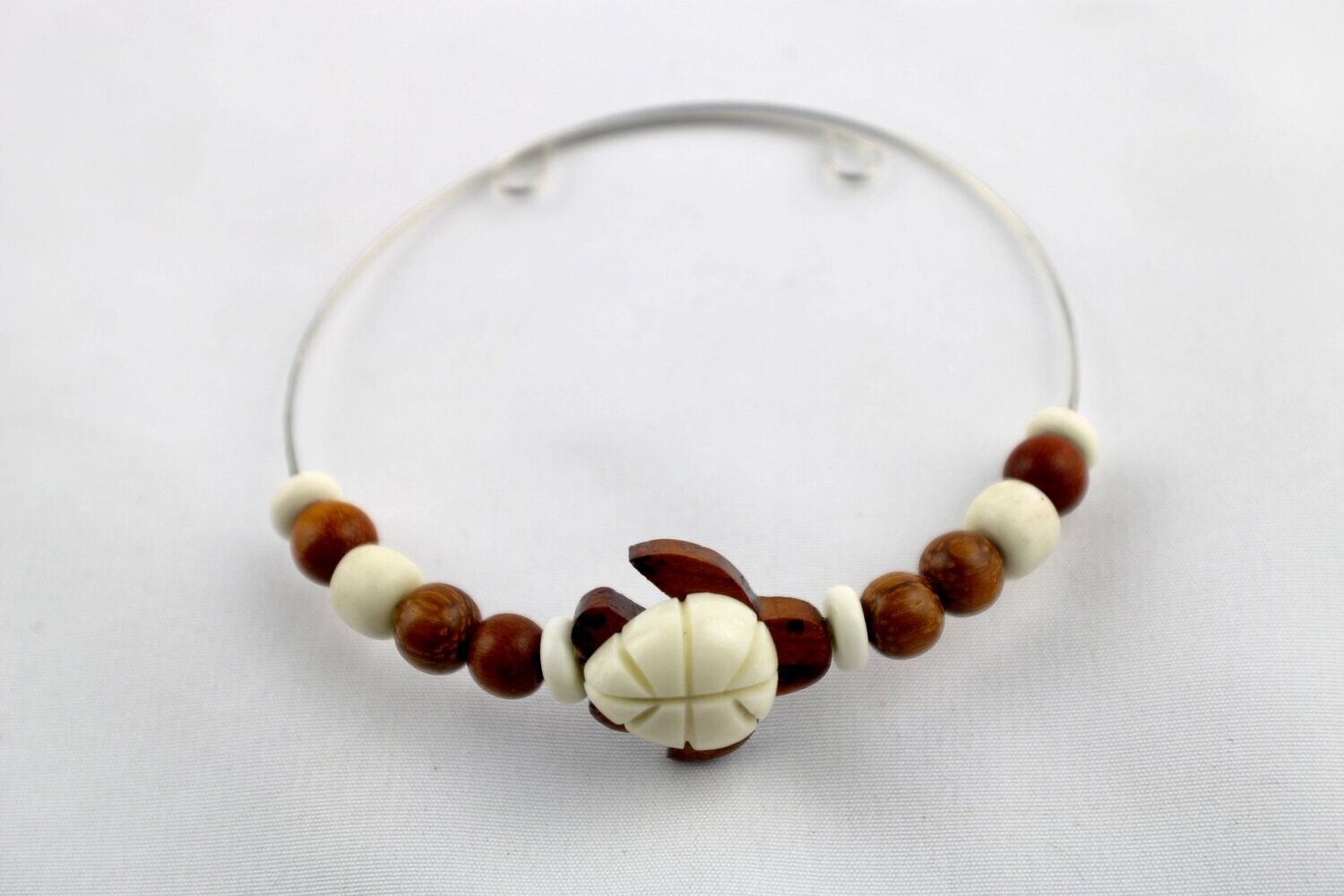 Wood & Bone Memory Wire Bracelet