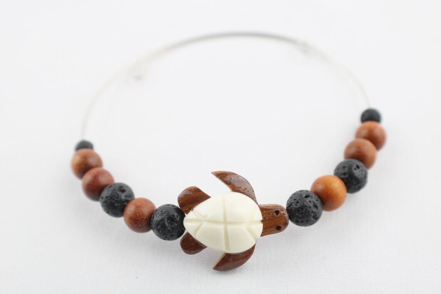 Wood & Bone Turtle Lava Bracelet