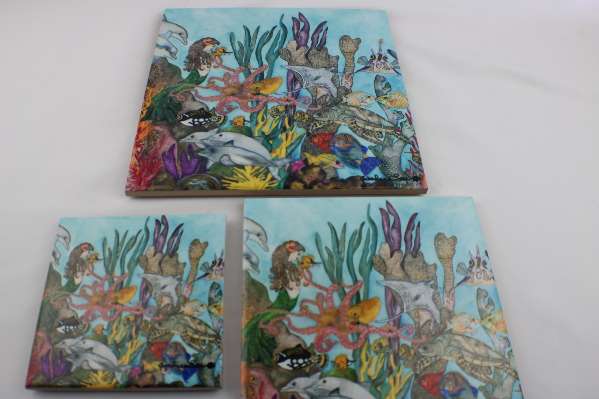 Tropical Decorative Ceramic Tiles or Trivet 