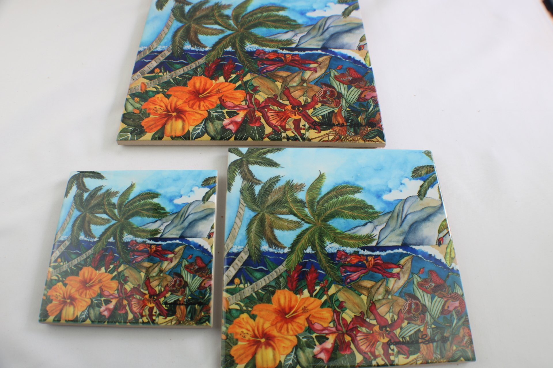 Tropical Decorative Ceramic Tile or Trivet 