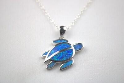 Fire Opal Petroglyph Sea Turtle Necklace w/chain