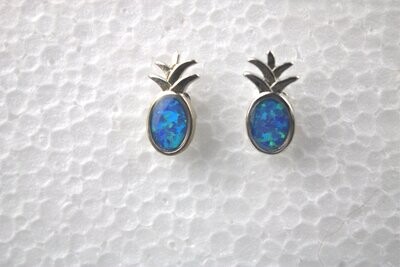 Fire Opal Pineapple Stud Earrings