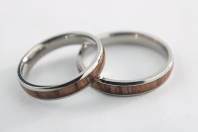 Titanium and Koa Wood Inlay Ring 4mm
