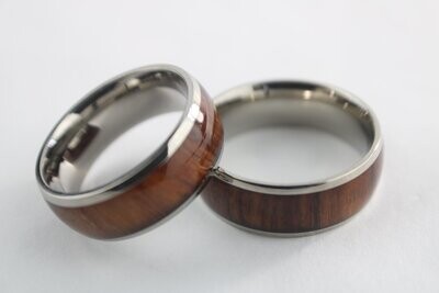 Titanium and Koa Wood Inlay Ring 8mm
