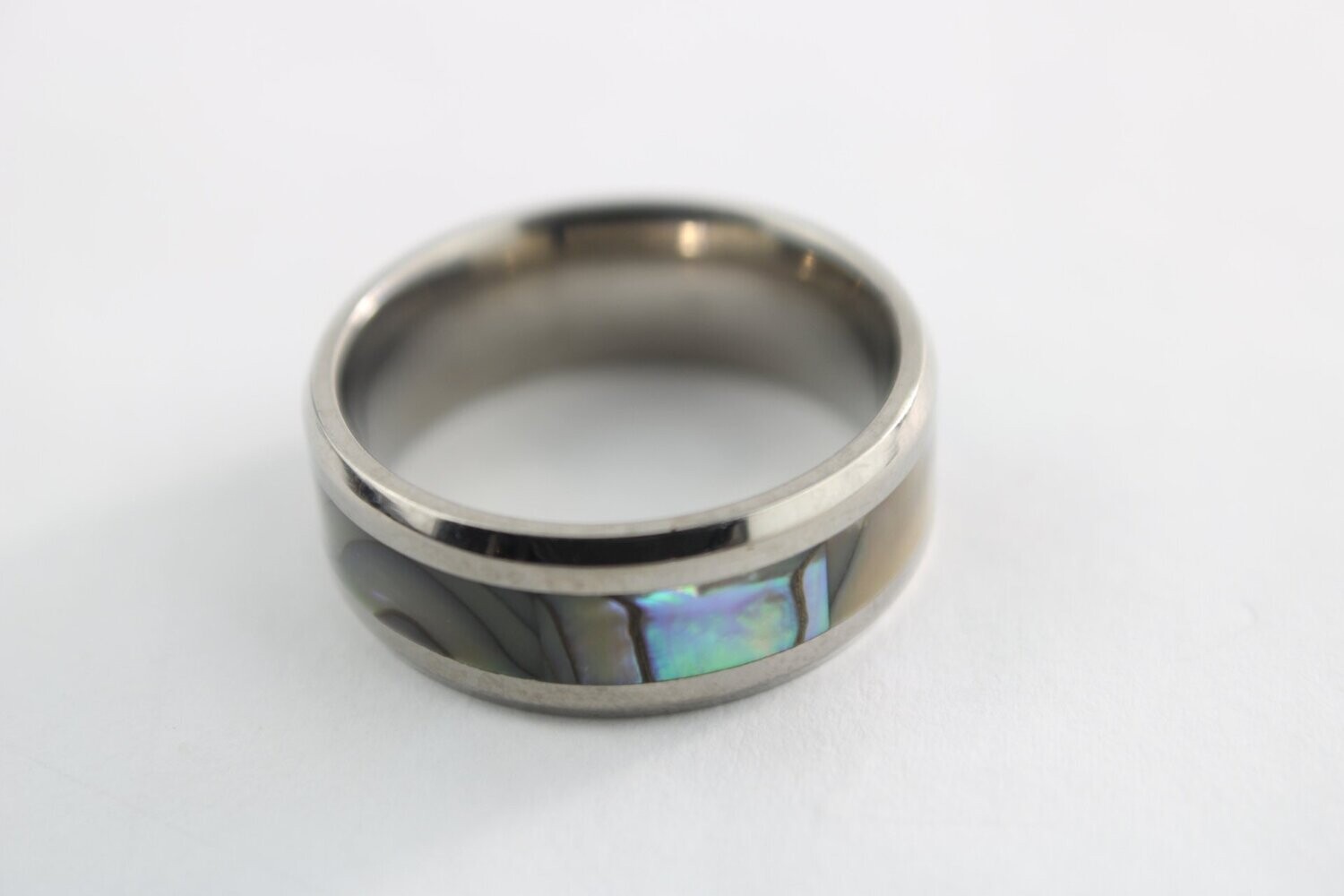 Titanium and Abalone Shell Ring 8mm, Size: 6