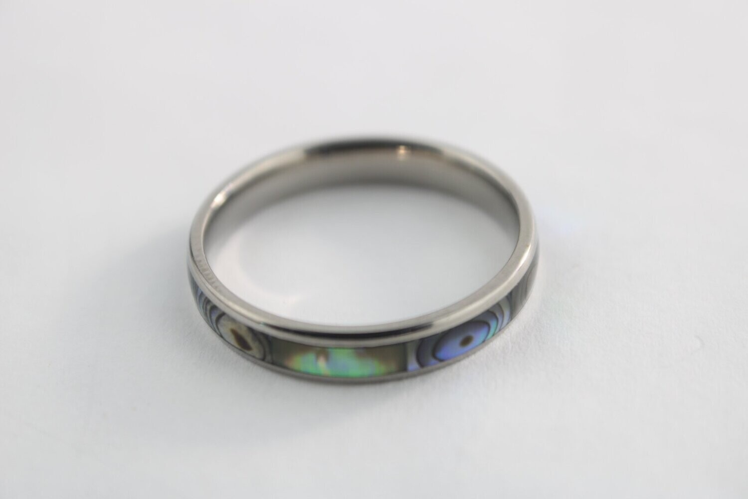 Titanium and Abalone Shell Ring 4mm, Size: 6