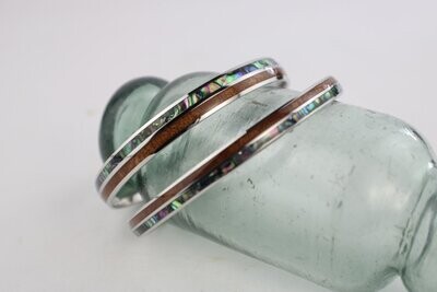 Koa & Abalone Shell, Titanium 6mm & 8mm Wide Bracelet