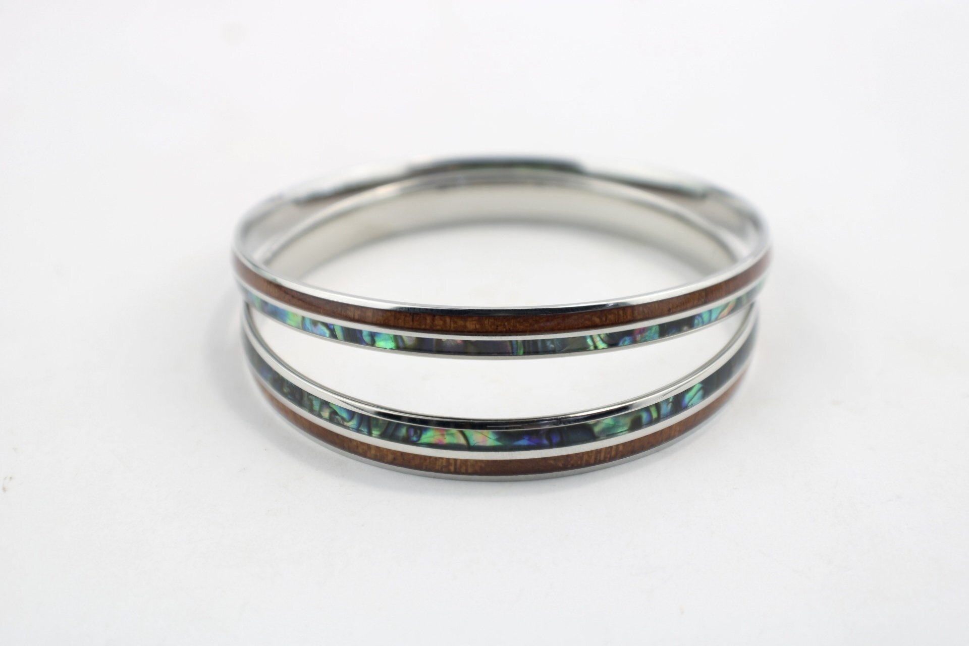 Koa & Abalone Shell, Titanium 6mm & 8mm Wide Bracelet