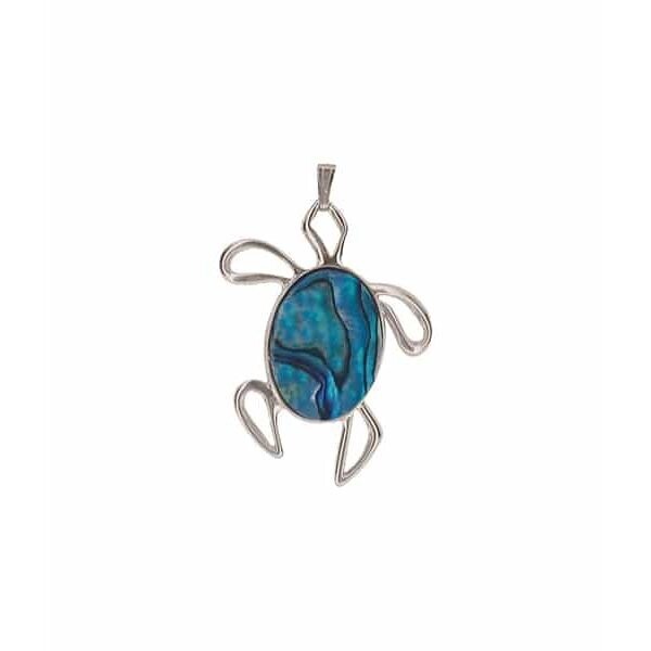 Large Sea Turtle Pendant - 22K Gold or Palladium Plate, Plate: Palladium Plate