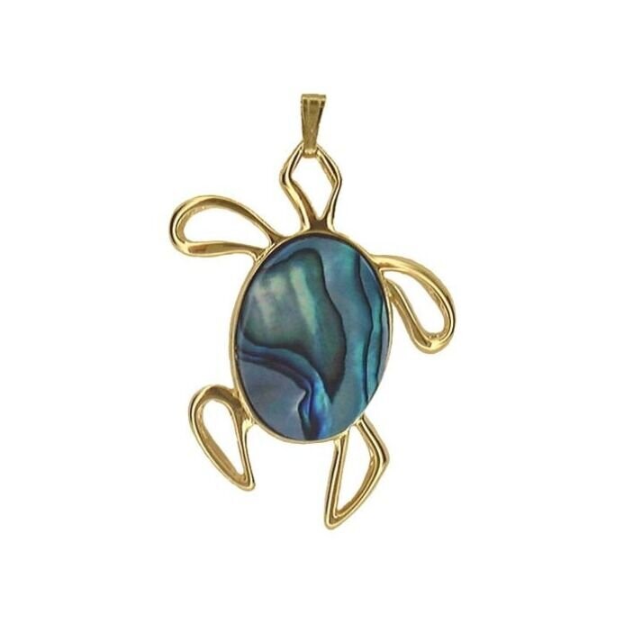 Large Sea Turtle Pendant - 22K Gold or Palladium Plate