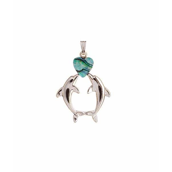 Kissing Dolphin Pendant - Palladium or 22K Gold Plate