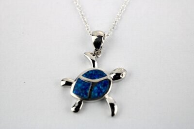 Fire Opal Petroglyph Sea Turtle Necklace w/chain