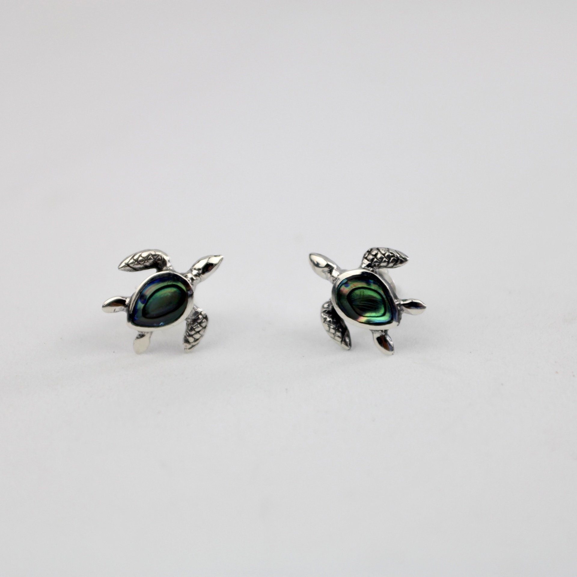 Silver Shell Turtle Stud Earrings