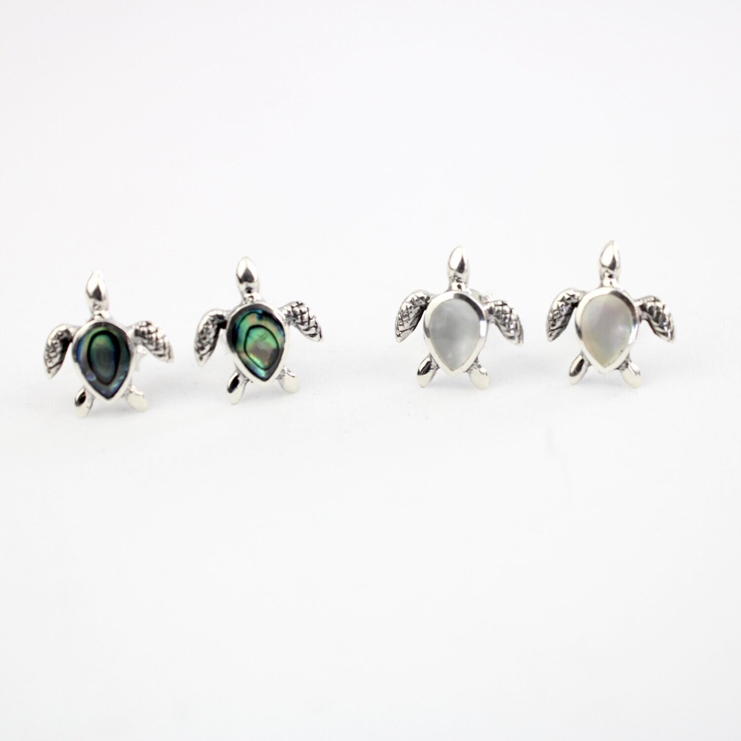 Silver Shell Turtle Stud Earrings