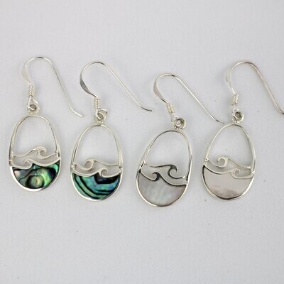 Silver Wave Shell Dangle Earrings