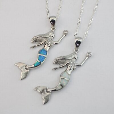 Fire Opal Mermaid Necklace w/chain