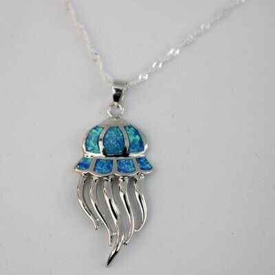Fire Opal Jellyfish Necklace w/chain