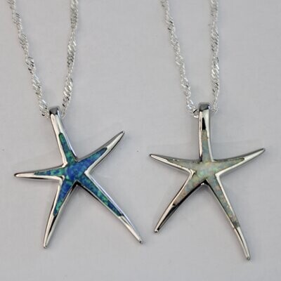 Fire Opal Star Fish Necklace w/chain