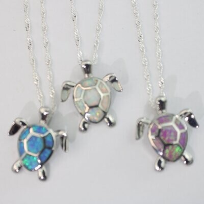 Fire Opal Sea Turtle Necklace w/chain