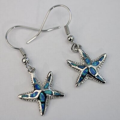 Fire Opal Starfish Dangle Earrings