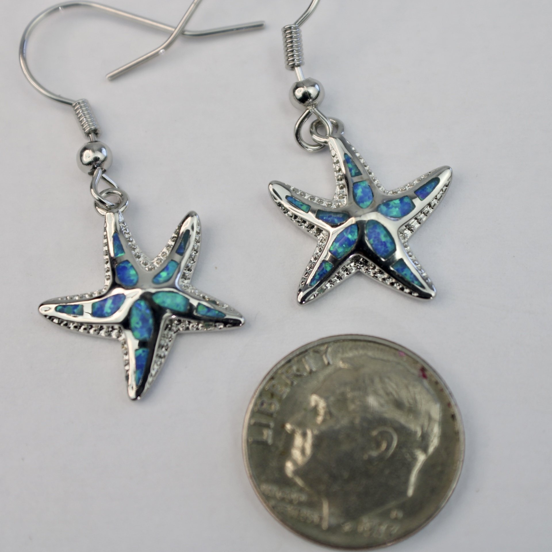 Fire Opal Starfish Dangle Earrings