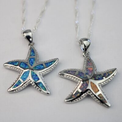 Fire Opal Starfish Necklace w/chain