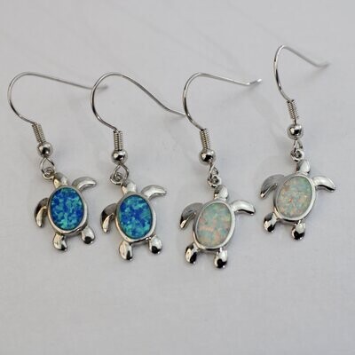 Fire Opal Turtle Dangle Earrings
