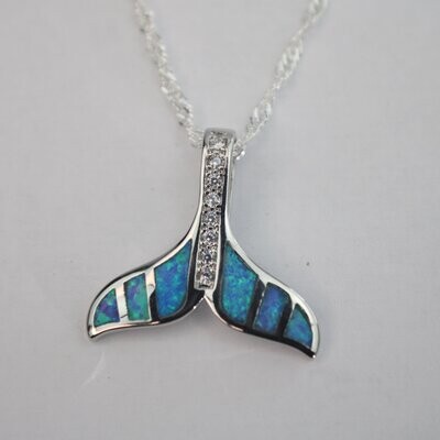 Fire Opal Whale Tail Necklace w/chain