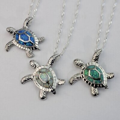 Fire Opal Sea Turtle Necklace w/chain