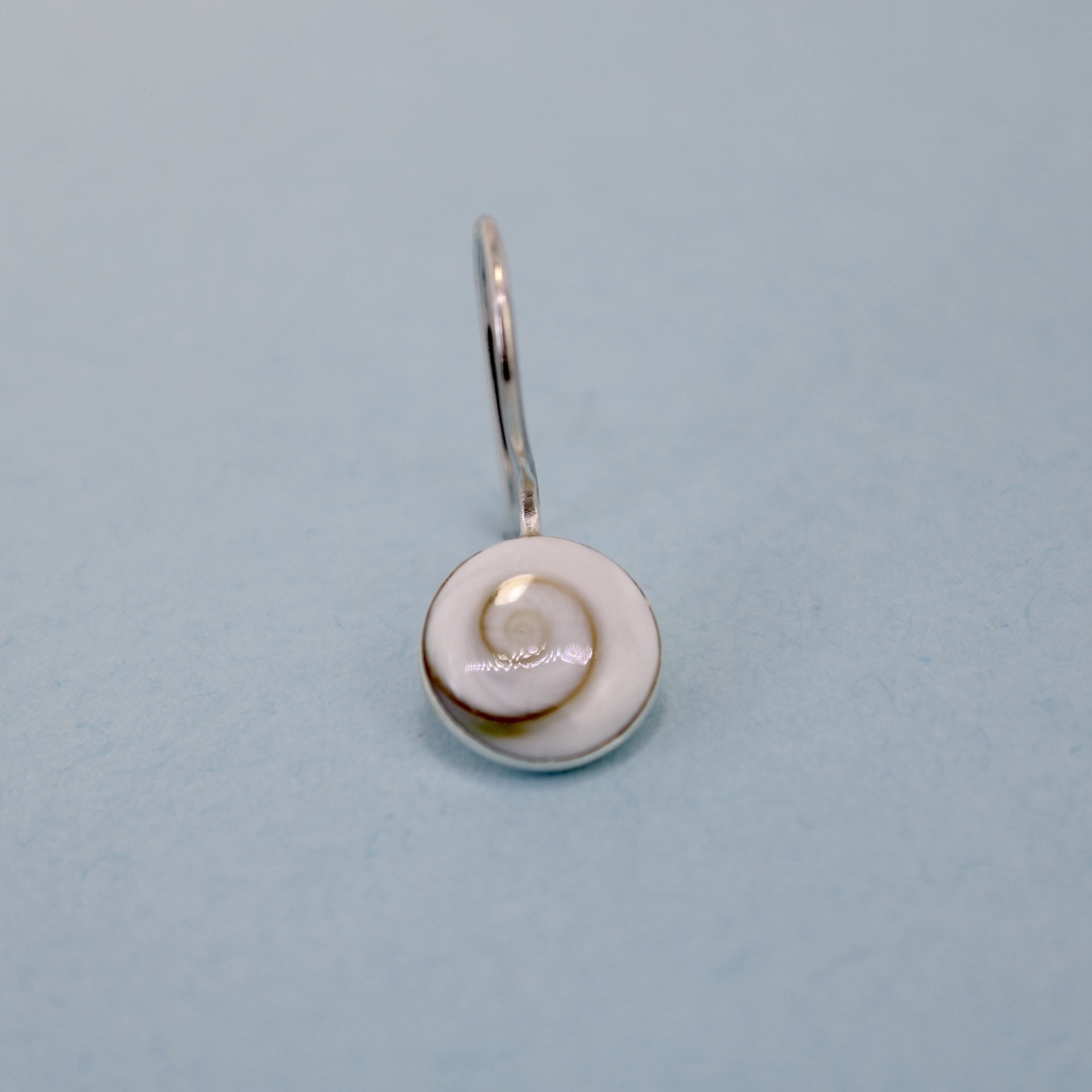 Silver Shiva Eye Shell Round Drop Earrings