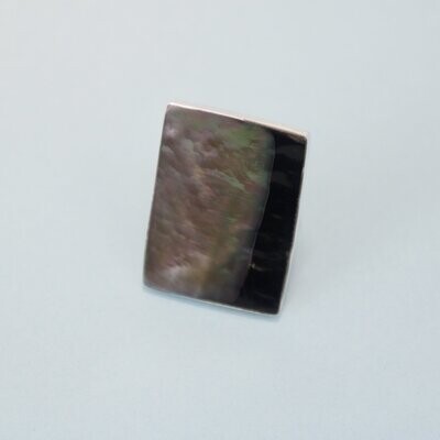 Mother of Pearl 925 Silver Rectangle Adjustable Ring