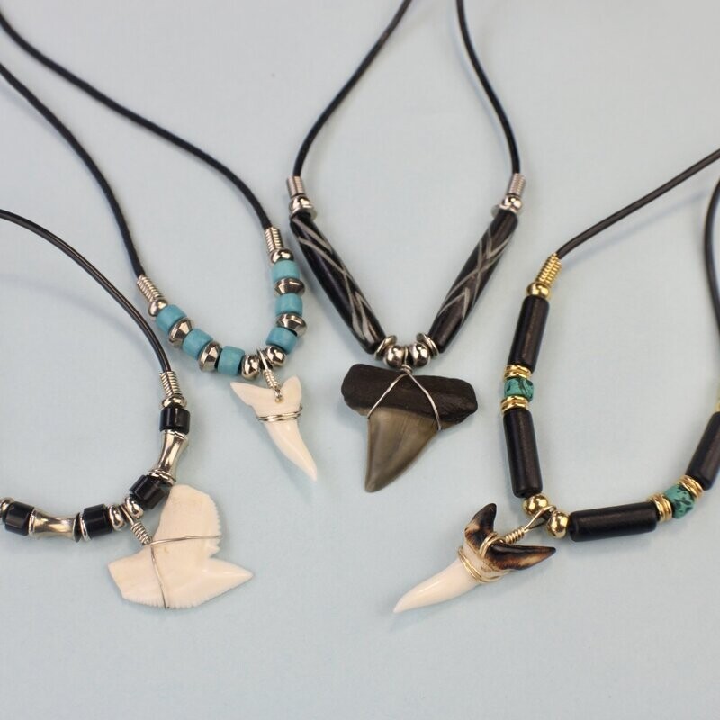 Shark Teeth and Boar Tusk Necklaces