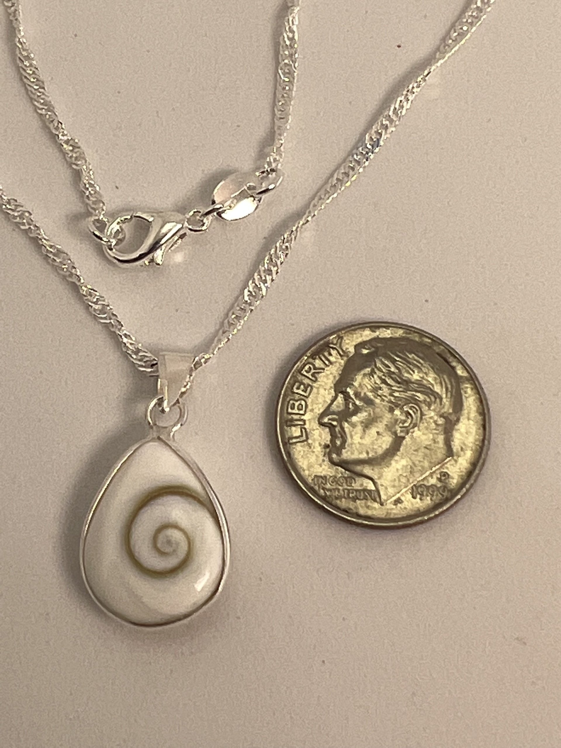 Silver Shiva Eye Shell Teardrop Necklace