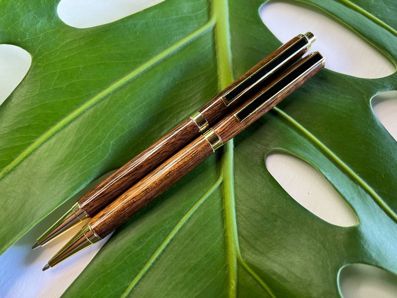Koa Wood Slimline Pen & Pencil Set