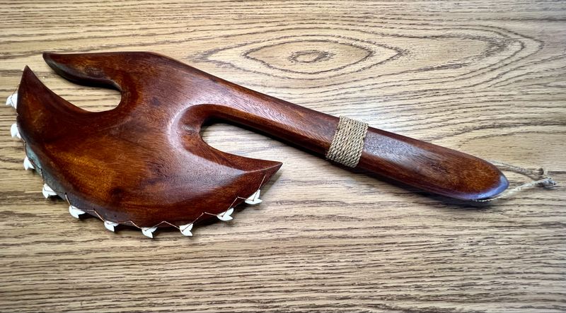 Hawaiian-Polynesian Handmade Replica War Club with Shark Teeth 20"