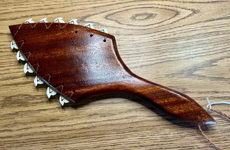 Hawaiian War Club "Lei O Mano" with Real Tiger Shark Teeth 16"