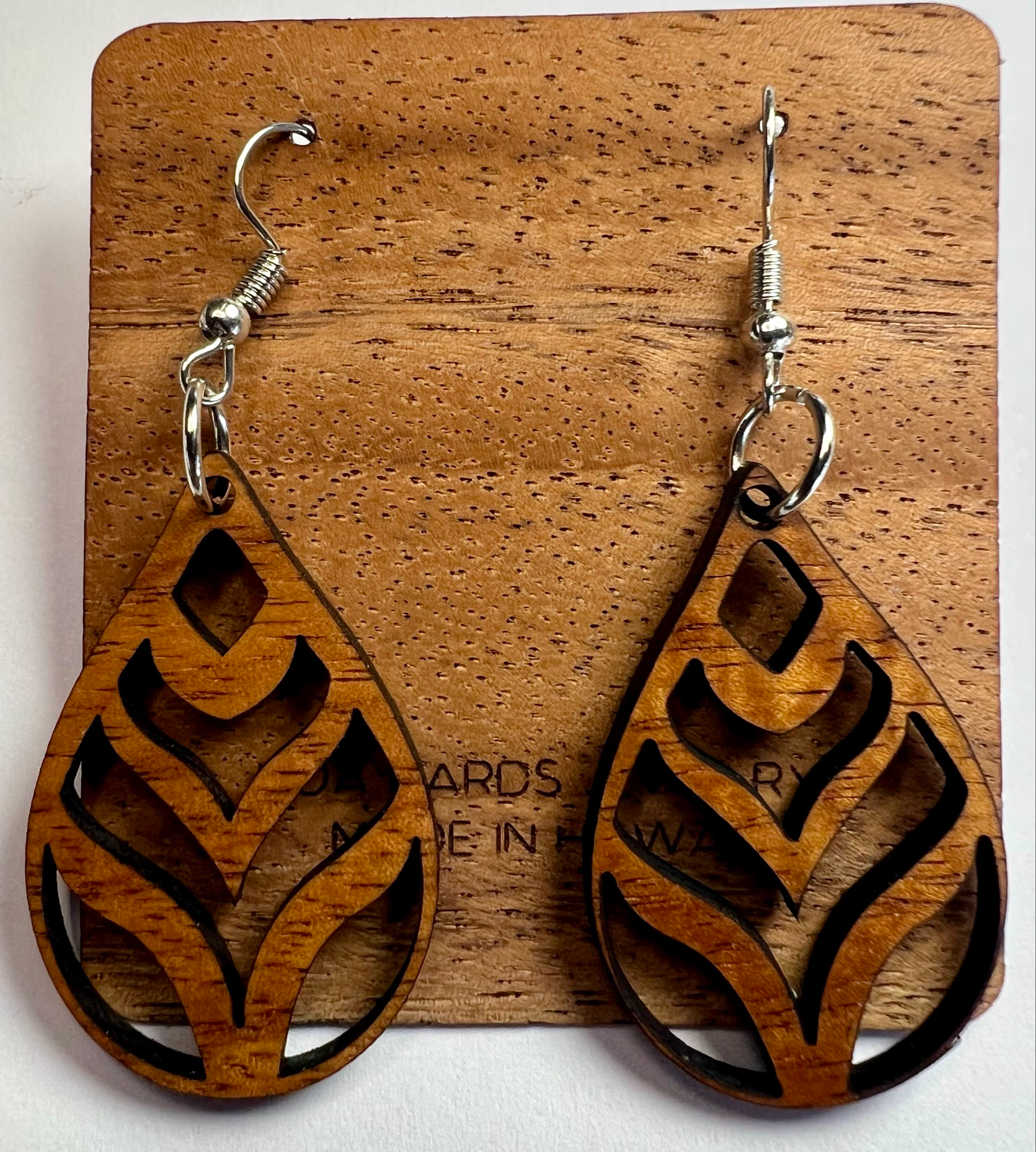 Hanai Teardrop Koa Dangle Earrings