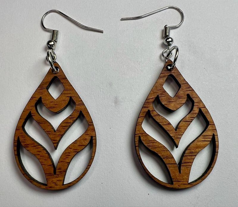 Hanai Teardrop Koa Dangle Earrings