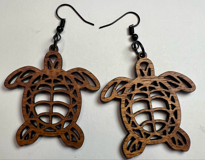 Honu Koa Dangle Earrings