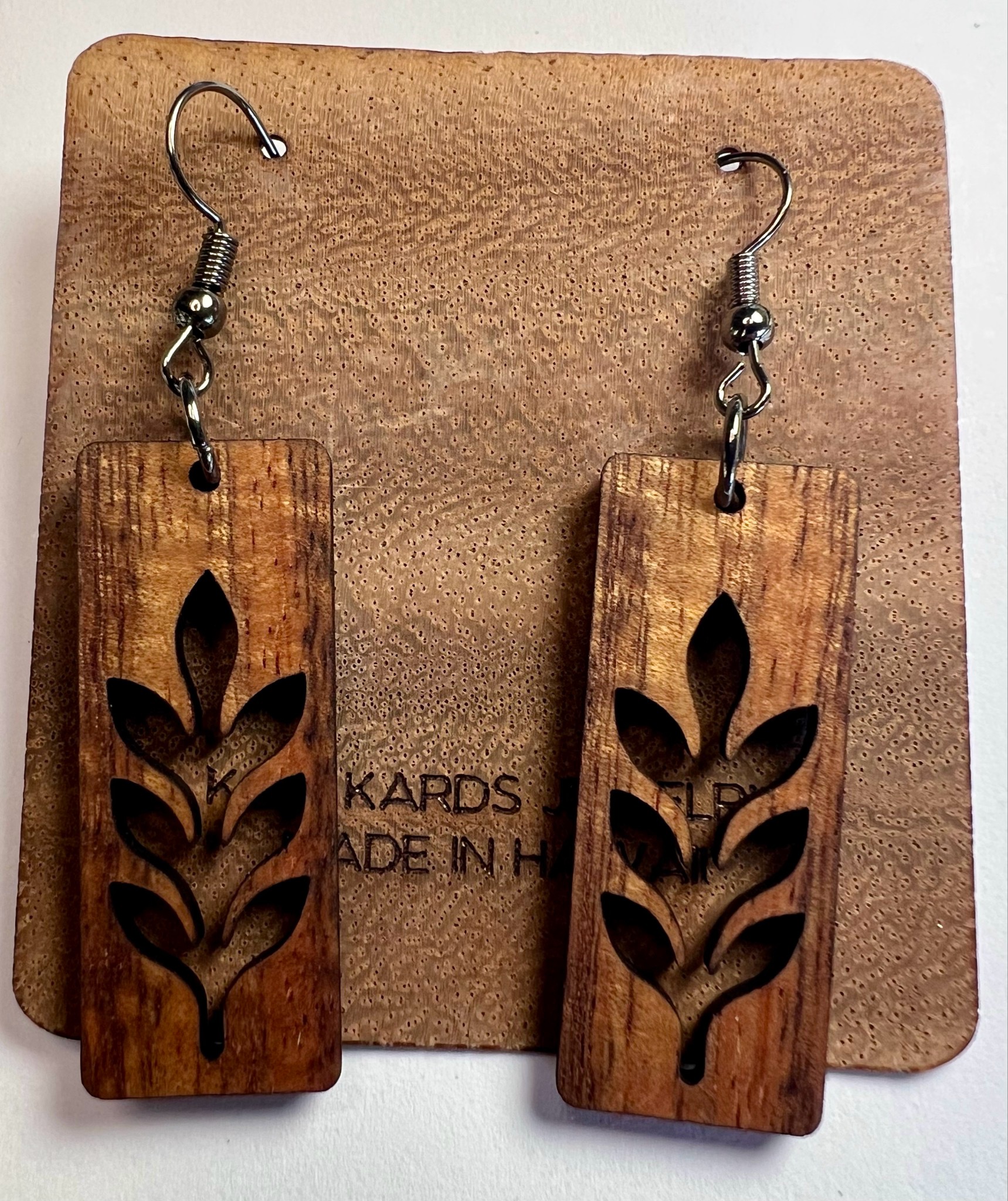 Laua'e Rectangle Koa Dangle Earrings